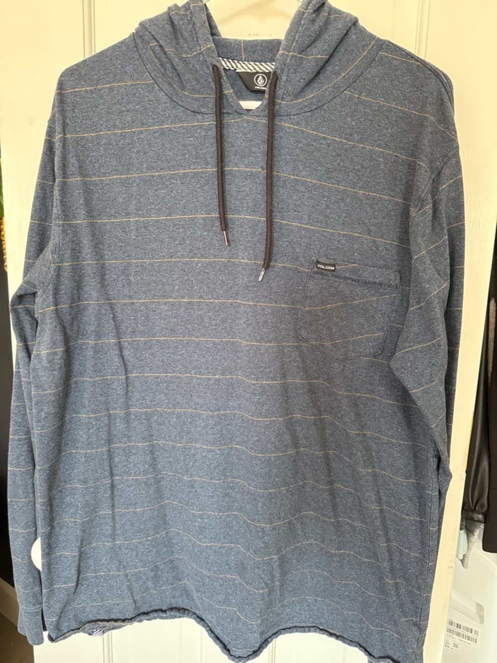 Volcom Heather Blue Striped Hooded Pullover